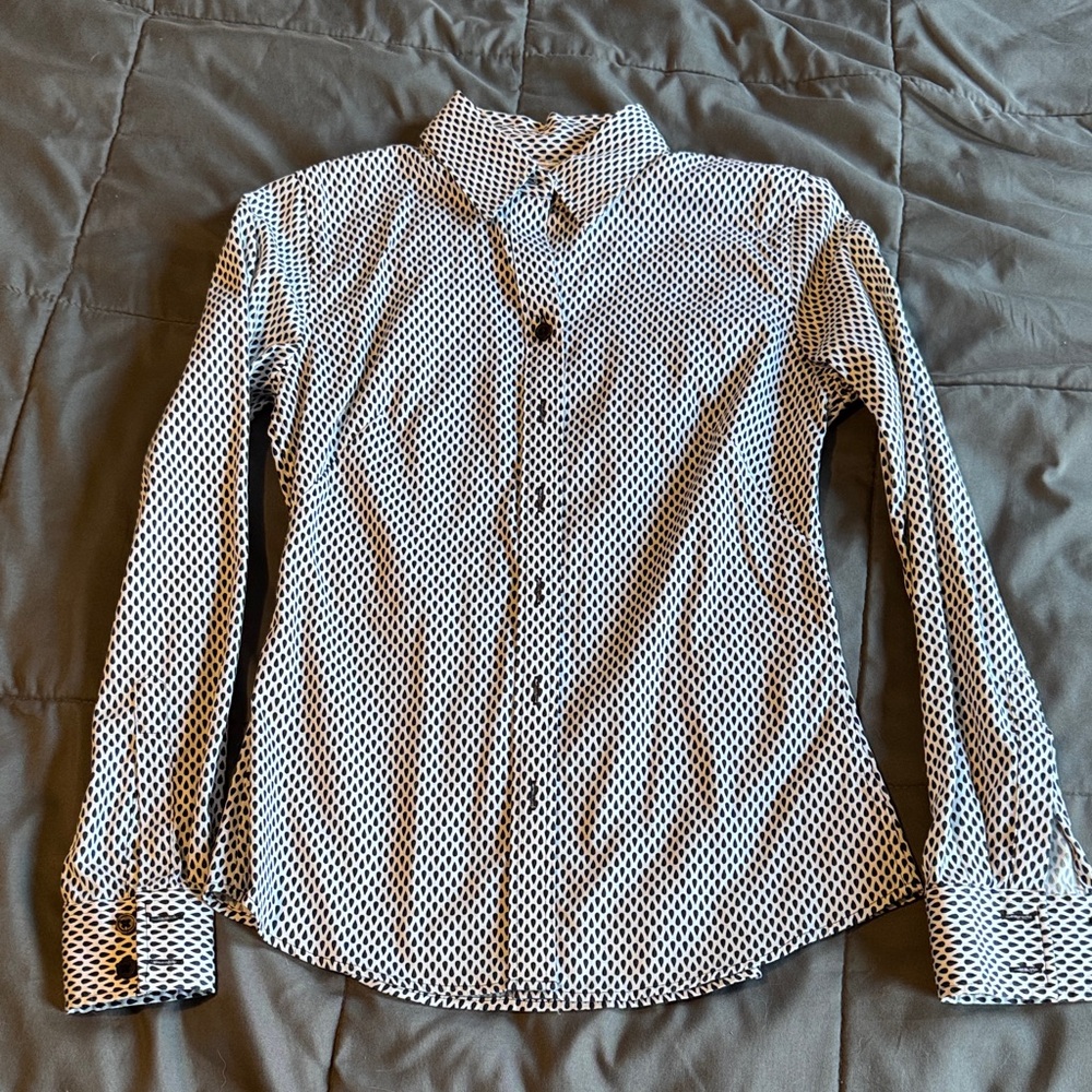 Navy Blue and White Patterned Shirt